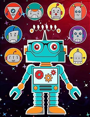 Robots Sticker Album 2 For Boys: 100 Plus Pages For Permanent Sticker Collection, Activity Book For Boys - 8.5 By 11-..