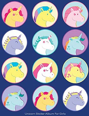 Unicorn Sticker Album For Girls: 100 Plus Pages For Permanent Sticker Collection, Activity Book For Girls, Blue - 8.5 By 11-..