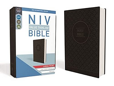 Niv, Value Thinline Bible, Large Print, Imitation Leather, Gray/Black-..