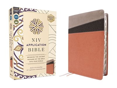 Niv Application Bible, Leathersoft, Coral/Gray, Red Letter, Thumb Indexed, Comfort Print: Bringing The Ancient Message Of The Bible Into Your World-..