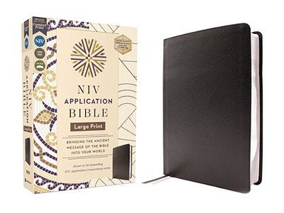 Niv Application Bible, Large Print, European Bonded Leather, Black, Red Letter, Comfort Print: Bringing The Ancient Message Of The Bible Into Your Wor-..