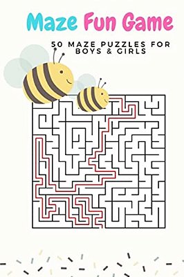 Maze Fun Game: 50 Maze Games Puzzles For Boys & Girls, Age 6+, Large Print, 1 Game Per Page-..