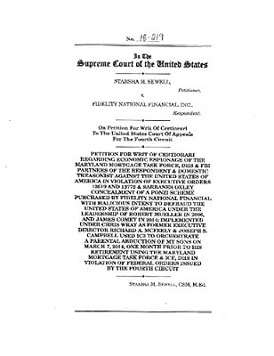 No.18-219 In The United States Of America Starsha M. Sewell V. Fidelity National Financial, Inc. -..