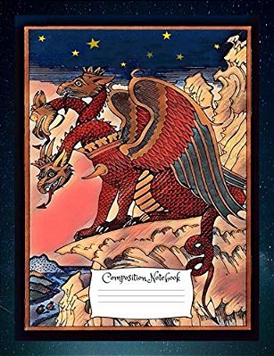 Dragon Composition Notebook: Standard Size Vintage Fantasy Art Cover Composition Notebook/Journal 150 Lined College Ruled Pages, Serpent Medieval-..