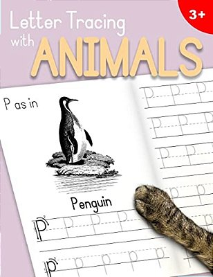 Letter Tracing With Animals: Learn The Alphabet - Handwriting Practice Workbook For Children In Preschool And Kindergarten - Lilac-Peach Cover-..