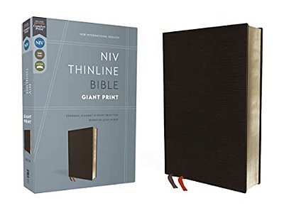 Niv, Thinline Bible, Giant Print, Bonded Leather, Black, Red Letter Edition-..