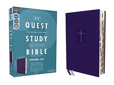 Niv, Quest Study Bible, Personal Size, Leathersoft, Blue, Thumb Indexed, Comfort Print: The Only Q And A Study Bible-..