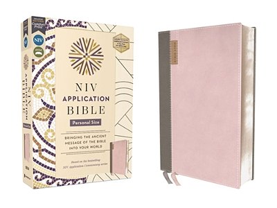 Niv Application Bible, Personal Size, Leathersoft, Pink/Gray, Red Letter, Comfort Print: Bringing The Ancient Message Of The Bible Into Your World-..