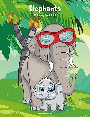 Elephants Coloring Book 1 & 2-..