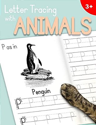 Letter Tracing With Animals: Learn The Alphabet - Handwriting Practice Workbook For Children In Preschool And Kindergarten - Light Blue-Peach Cover-..