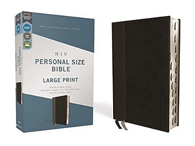 Niv, Personal Size Bible, Large Print, Leathersoft, Black, Red Letter, Thumb Indexed, Comfort Print-..