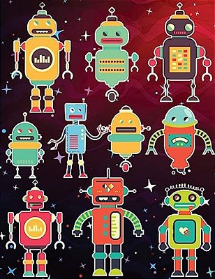 Robots Sticker Album For Boys: 100 Plus Pages For Permanent Sticker Collection, Activity Book For Boys - 8.5 By 11-..