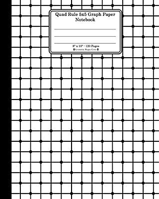 Quad Rule 5X5 Graph Paper Notebook. 8 X 10. 120 Pages. Geometric Shapes Cover: White Black Mesh Squares Dots Pattern Cover. Square Grid Paper, Graph R-..