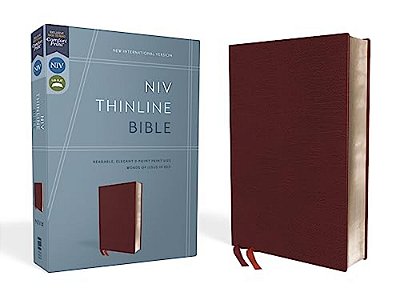 Niv, Thinline Bible, Bonded Leather, Burgundy, Red Letter Edition-..