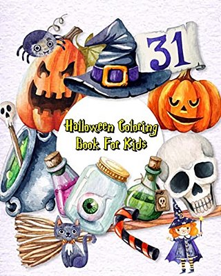 Halloween Coloring Book For Kids: Happy Halloween, Stress Relief Coloring Book, Halloween Drawings!-..