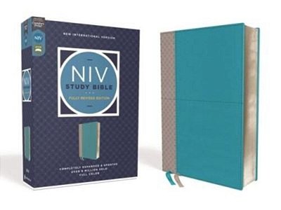 Niv Study Bible, Fully Revised Edition, Leathersoft, Teal/Gray, Red Letter, Comfort Print-..