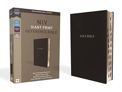 Niv, Reference Bible, Giant Print, Leather-Look, Black, Red Letter Edition, Indexed, Comfort Print-..