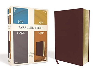 Niv, Kjv, Nasb, Amplified, Parallel Bible, Bonded Leather, Burgundy: Four Bible Versions Together For Study And Comparison-..