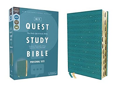 Niv, Quest Study Bible, Personal Size, Leathersoft, Teal, Thumb Indexed, Comfort Print: The Only Q And A Study Bible-..