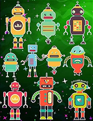 Robots Sticker Album For Boys: 100 Plus Pages For Permanent Sticker Collection, Activity Book For Boys - 8.5 By 11-..