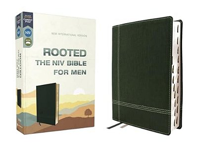 Rooted: The Niv Bible For Men, Leathersoft, Green, Thumb Indexed, Comfort Print-..