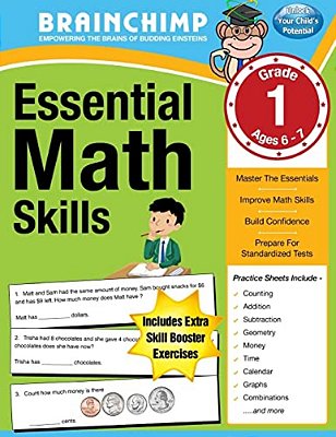 Essential Math Skills: 1ST Grade Workbook For Ages 6-7-..