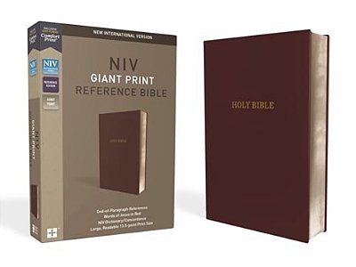 Niv, Reference Bible, Giant Print, Leather-Look, Burgundy, Red Letter Edition, Comfort Print-..