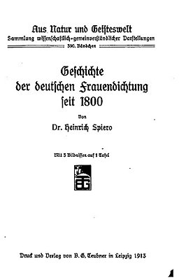 Geschichte Der Deutschen Frauendichtung Seit 1800-..