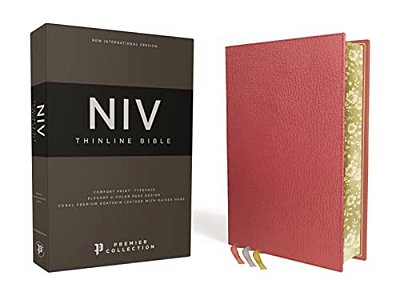 Niv, Thinline Bible, Premium Goatskin Leather, Coral, Premier Collection, Black Letter, Gauffered Edges, Comfort Print-..