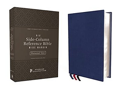 Niv, Side-Column Reference Bible (Deep Study At A Portable Size), Personal Size, Premium Goatskin Leather, Blue, Premier Collection, Art Gilded Edges,-..
