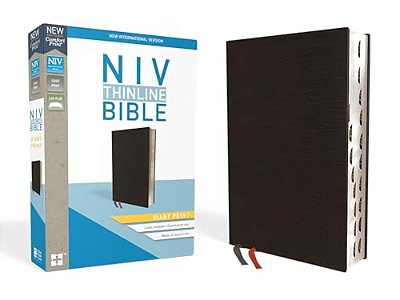 Niv, Thinline Bible, Giant Print, Bonded Leather, Black, Indexed, Red Letter Edition-..
