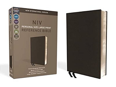 Niv, Personal Size Reference Bible, Large Print, Premium Leather, Black, Red Letter Edition, Comfort Print-..