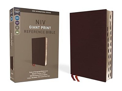 Niv, Reference Bible, Giant Print, Bonded Leather, Burgundy, Red Letter Edition, Indexed, Comfort Print-..