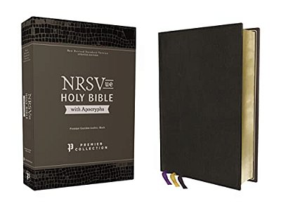 Nrsvue, Holy Bible With Apocrypha, Premium Goatskin Leather, Black, Premier Collection, Art Gilded Edges, Comfort Print-..