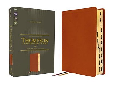 Esv, Thompson Chain-Reference Bible, Genuine Leather, Calfskin, Tan, Red Letter, Thumb Indexed-..