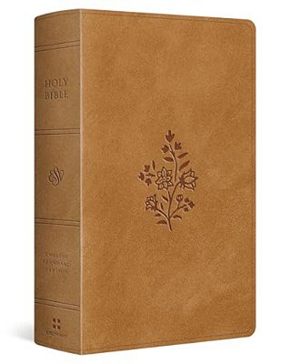 Esv Large Print Personal Size Bible, Red Letter, Thumb Indexed (Trutone, Nubuck Caramel, Wildflower Design)-..