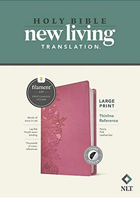 Nlt Large Print Thinline Reference Bible, Filament Enabled (Leatherlike, Peony Pink, Indexed, Red Letter)-..