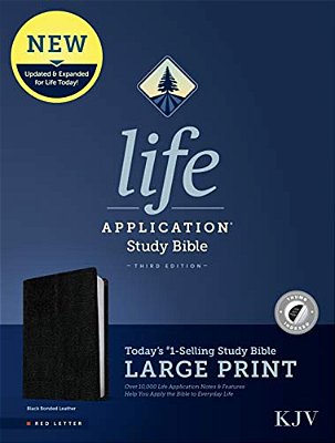Kjv Life Application Study Bible, Third Edition, Large Print (Bonded Leather, Black, Indexed, Red Letter)-..
