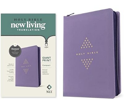 Nlt Compact Giant Print Zipper Bible, Filament Enabled (Leatherlike, Diamond Lavender, Red Letter)-..