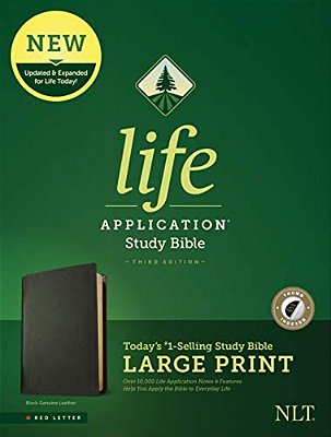 Nlt Life Application Study Bible, Third Edition, Large Print (Red Letter, Genuine Leather, Black, Indexed)-..
