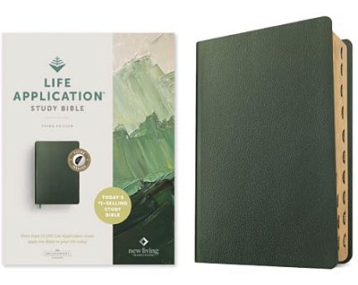 Nlt Life Application Study Bible, Third Edition (Genuine Leather, Olive Green, Indexed, Red Letter)-..