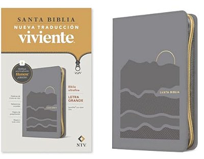 Biblia Ultrafina Ntv, Letra Grande De Zíper Con Filament (Sentipiel, Gris, Letra Roja)-..