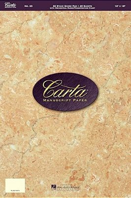 Carta Manuscript Paper No. 23 Professional 26-Stave Score Pad With Orchestral Range And Transposition Chart Staff Paper For Music Educators, Composers-..