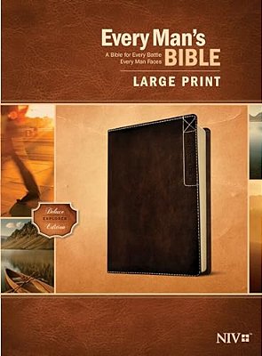Every Man's Bible Niv, Large Print, Deluxe Explorer Edition (Leatherlike, Rustic Brown)-..