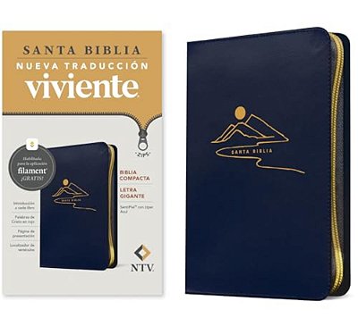 Biblia Compacta Ntv, Letra Gigante De Zíper Con Filament (Sentipiel, Azul, Letra Roja)-..