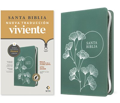 Biblia De Referencia En La Columna Central Ntv, Letra Grande De Zíper Con Filament (Sentipiel, Verde, Índice, Letra Roja)-..