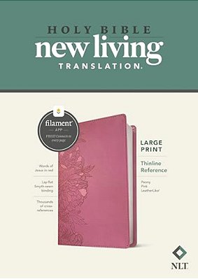 Nlt Large Print Thinline Reference Bible, Filament Enabled (Leatherlike, Peony Pink, Red Letter)-..