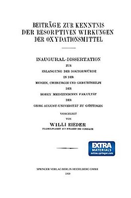 Beiträge Zur Kenntnis Der Resorptiven Wirkungen Der Oxydationsmittel-..