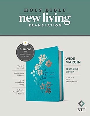 Nlt Wide Margin Bible, Filament Enabled (Hardcover Cloth, Ocean Blue Floral, Red Letter)-..