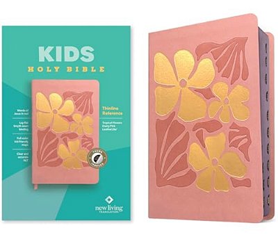 Nlt Kids Bible, Thinline Reference Edition (Leatherlike, Tropical Flowers Dusty Pink, Indexed, Red Letter)-..